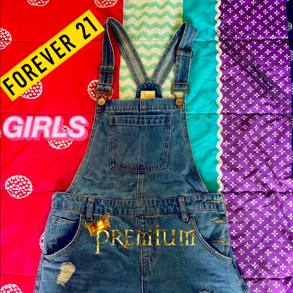 Girls Denim Bib Short Jumper